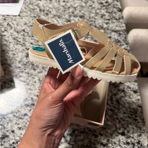 Metallic Gold Strappy Platform Sandals
